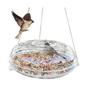 UFO Bird Feeder by Quackups Drain Holes For Rain Hang or Set Down Contains Mess